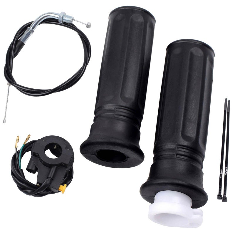 Royitay 7/8" Twist Throttle Accelerator Handle Grips, 75" Throttle Cable With ON OFF Switch for Mini Bike 49cc 50cc 80cc 90cc 110cc 125cc 212cc Pit Bike Dirtbike Go Kart Zooma Stand Up Gas Scooter - Image 1
